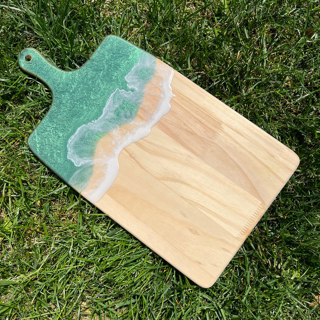 Deep Green Ocean Wave Charcuterie Serving Board