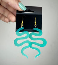 Load image into Gallery viewer, Green Snake Earrings
