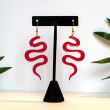 Load image into Gallery viewer, Red Snake Earrings
